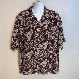Cutter & Buck Brown Casual Button Down Shirt with Tropica Print size XL